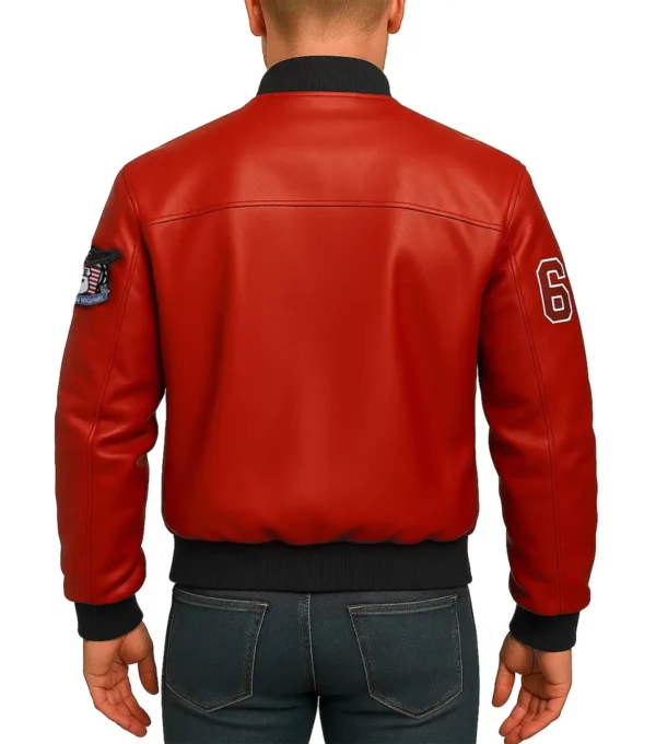 Route 67 Leather Red Jacket Back