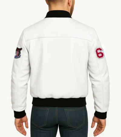 Route 67 Leather White Jacket Back Look