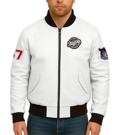 Route 67 Leather White Jacket Look