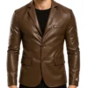 Ryker Brown Leather Blazer