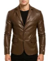 Ryker Brown Leather Blazer