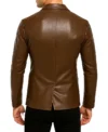 Ryker Brown Leather Blazer Back