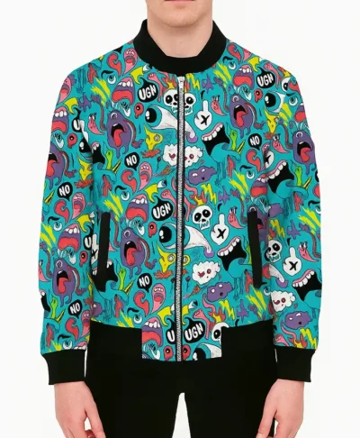 Screaming Faces Bomber Jacket Front