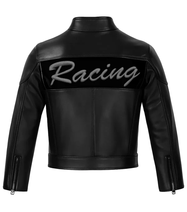 Sierra Racing Black Leather Jacket Back