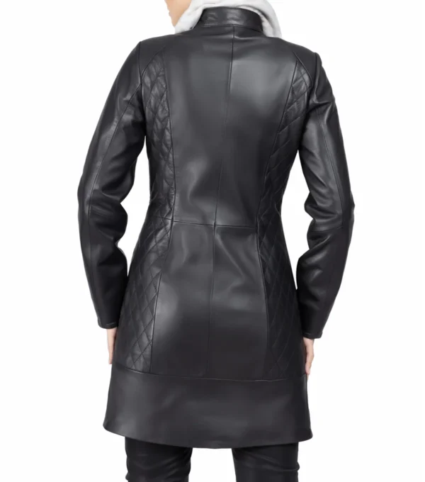 Sophie Genuine Leather Coats for Women Back Look
