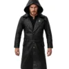 Sterling Hooded Leather Trench Coat