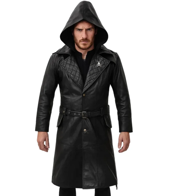 Sterling Hooded Leather Trench Coat
