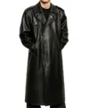 Thane Black Vegan Leather Trench Coat