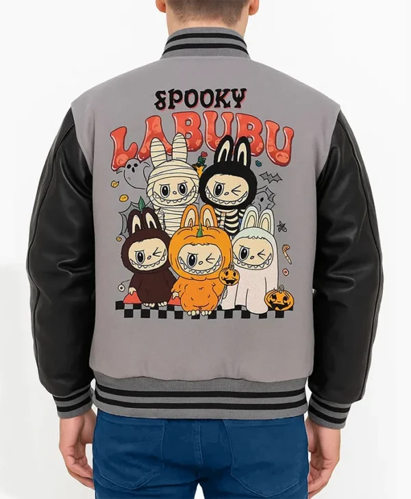 The Spooky Labubu Varsity jacket Back Look