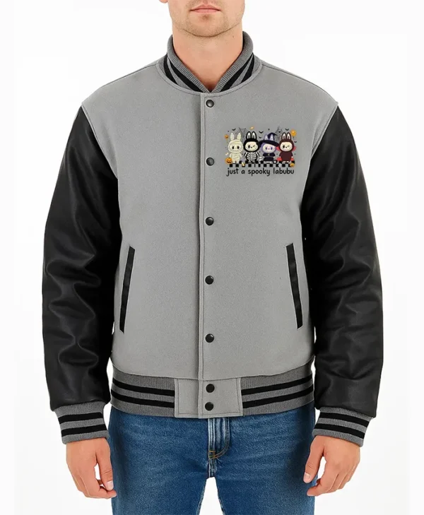 The Spooky Labubu Varsity jacket Front