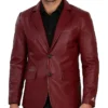 Torven Dark Burgundy Leather Blazer