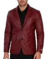 Torven Dark Burgundy Leather Blazer