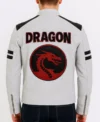 White Dragon Warrior Leather Jacket Back Look