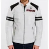White Dragon Warrior Leather Jacket Front