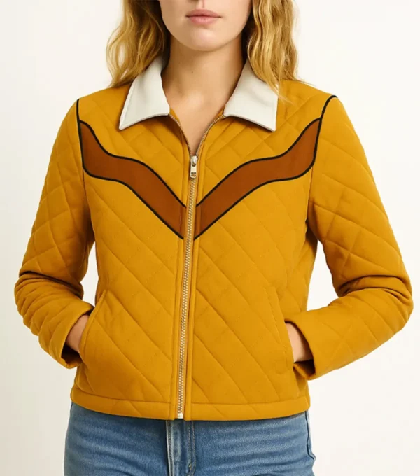 Women Mustard Quilted Western Jacket