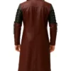 Zarek Red Gothic Leather Trench Coat Back
