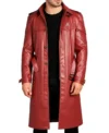 Zion Red Leather Trench Coat