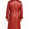 Zion Red Leather Trench Coat Back