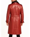 Zion Red Leather Trench Coat Back