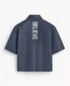 Believer Oversized Snap Navy Blue Shirt Back