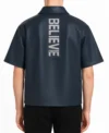 Believer Oversized Snap Navy Blue Shirt Back Look