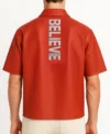 Believer Oversized Snap Red Shirt Back