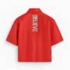Believer Oversized Snap Red Shirt Back Look
