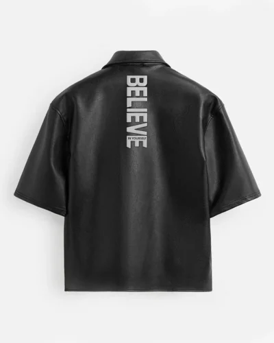 Buy Believer Oversized Snap Black Shirt Back