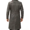 Distressed Grey and Black Leather Long Length Coat Back
