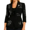 Floral Script Black Blazer