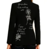 Floral Script Black Blazer Back