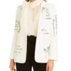 Floral Script White Blazer
