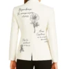 Floral Script White Blazer Back