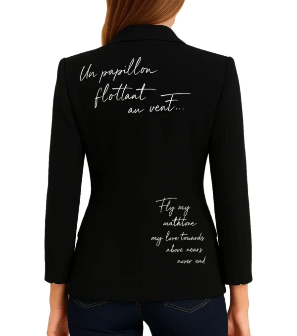 Poetic Script Black Blazer Back