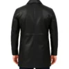 Ralvyn Black Classic Collar Button Front Leather Coat Back