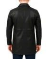Ralvyn Black Classic Collar Button Front Leather Coat Back