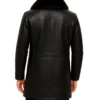 Rhegon Fur Collar Black Leather Coat Back