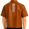 Shop Believer Oversized Snap Brown Shirt Back