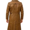 Thandor Distressed Long Brown Leather Coat Back