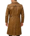 Thandor Distressed Long Brown Leather Coat Back
