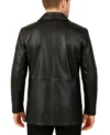 Varston Black Four Pocket Buttoned Leather Coat Back