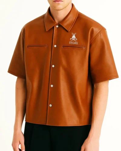 Believer Oversized Snap Brown Shirts