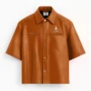 Believer Oversized Snap Brownn Shirt
