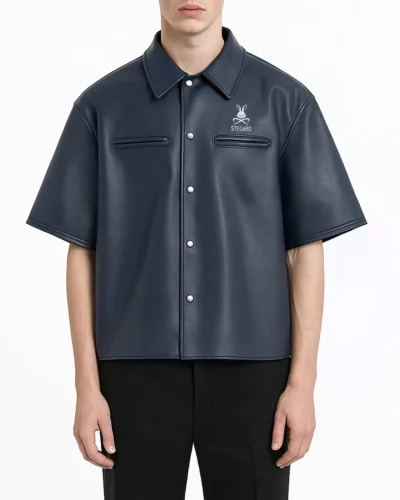 Believer Oversized Snap Navy Blue Shirt