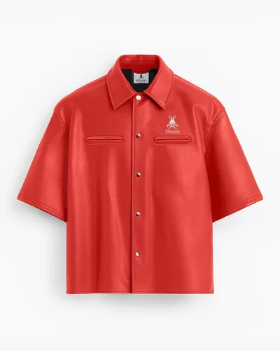 Believer Oversized Snap Red Shirt Front