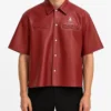 Believer Oversized Snap Red Shirts