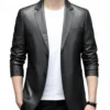 Damon Black Faux Leather Blazers