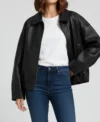 Elara Oversized Black Leather Jacket