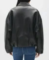 Elara Oversized Black Leather Jacket Back