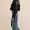 Harper Black Cropped Puffer Jacket Side Look